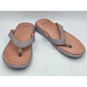 Under Armour Women's Ignite Pro Marbella Pink Gray Fusion‎ Flip Flops Siz: 10